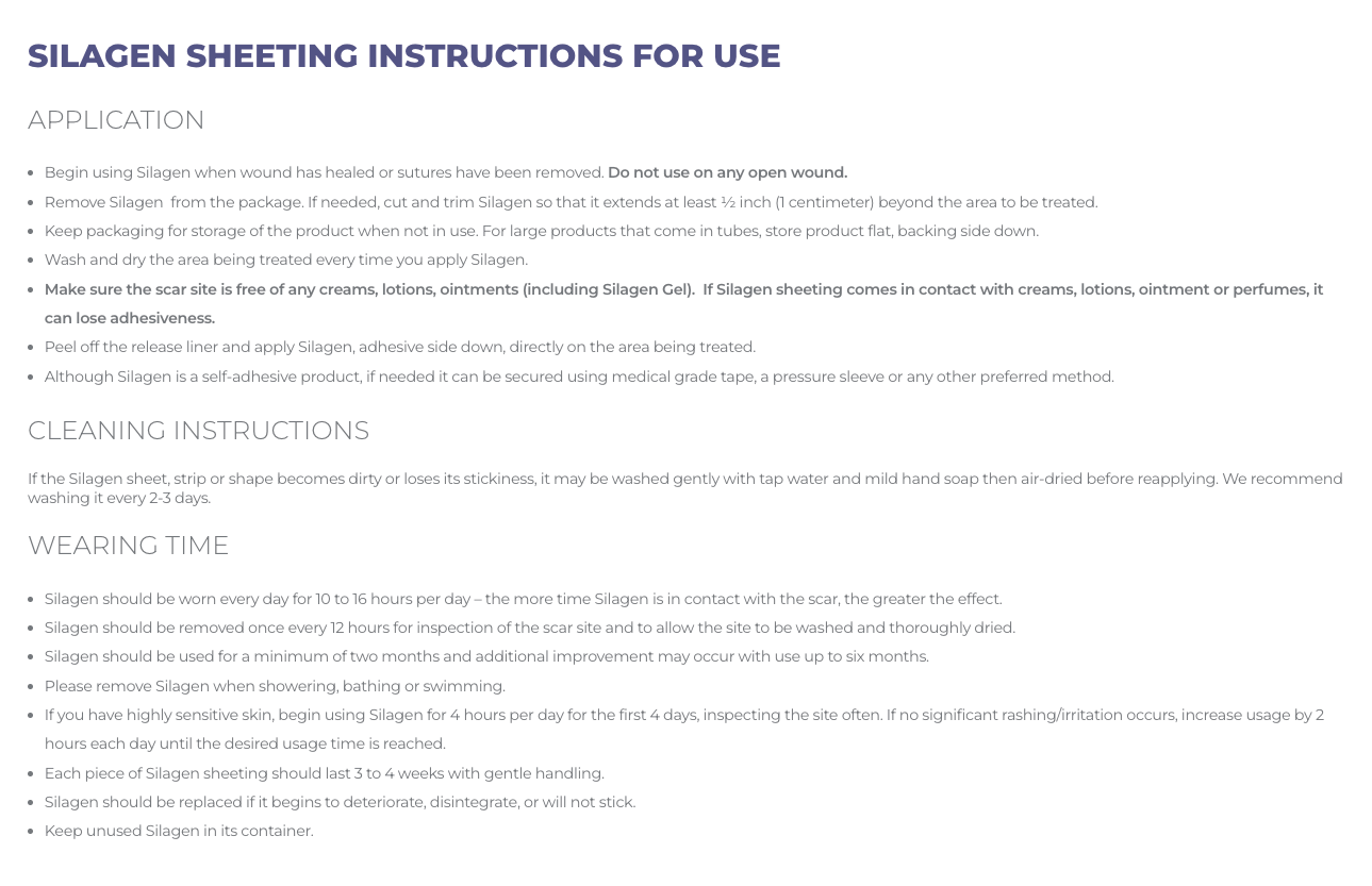 Silagen 1" x 6" Strips - Clear (4 strips per unit)